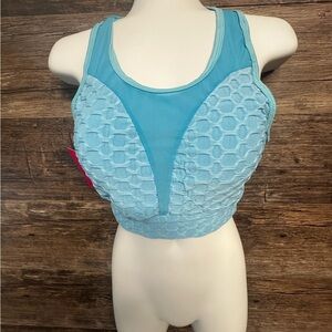 Leo Poldo Blue Racerback Sports Bra with Textured Design Size S/M